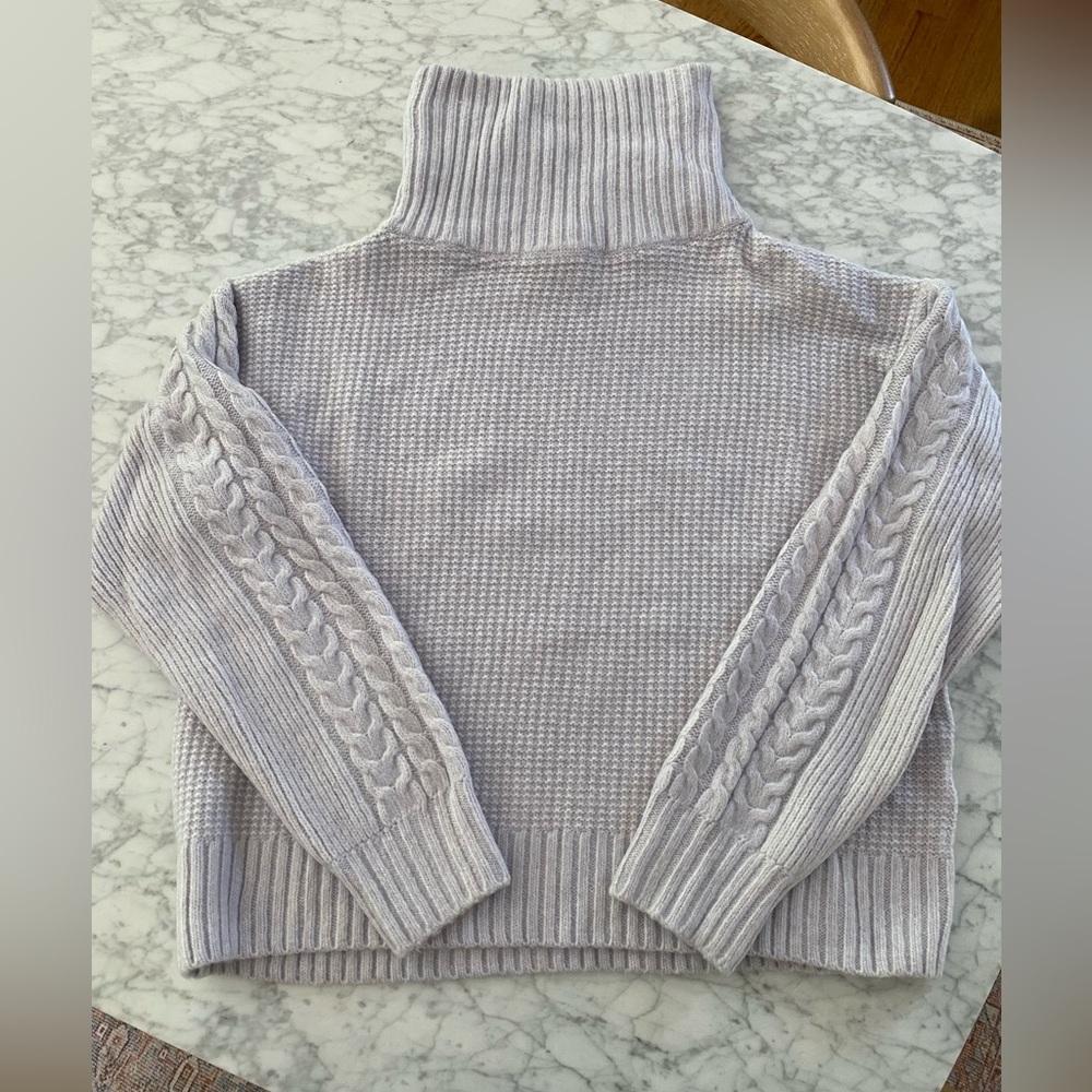 Something Navy Lilac Funnel Neck Sweater